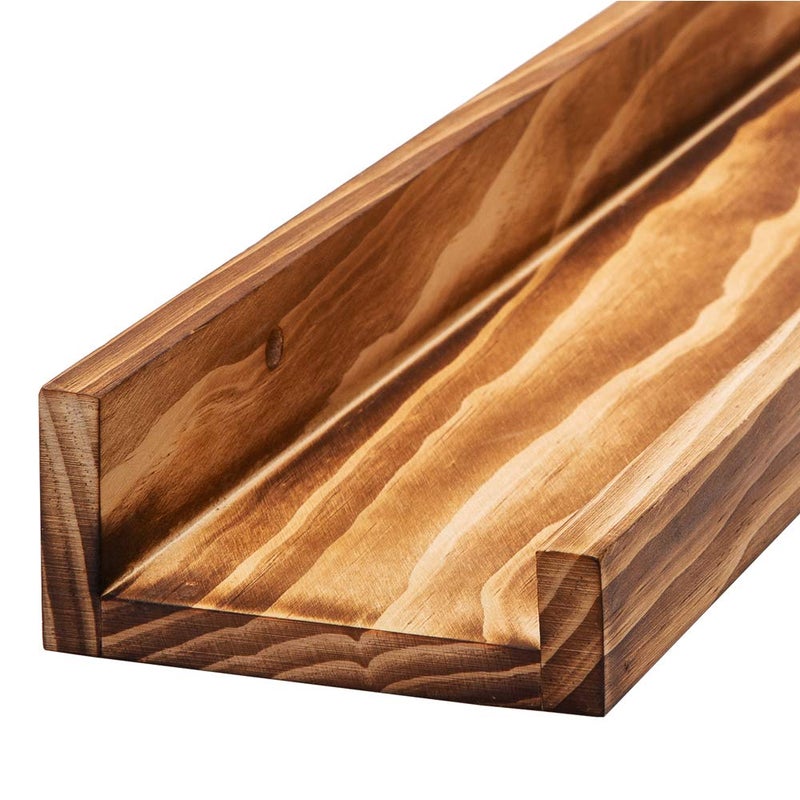 AZSKY Rustic Wood Floating Shelves for Nursery Books Long Wall Bookshelf Photo Picture Ledge Shelf with Lip Wall Shelf for Kids Bedroom Bathroom Living Room Office Frames 36 Inches Set of 2 - Image 5